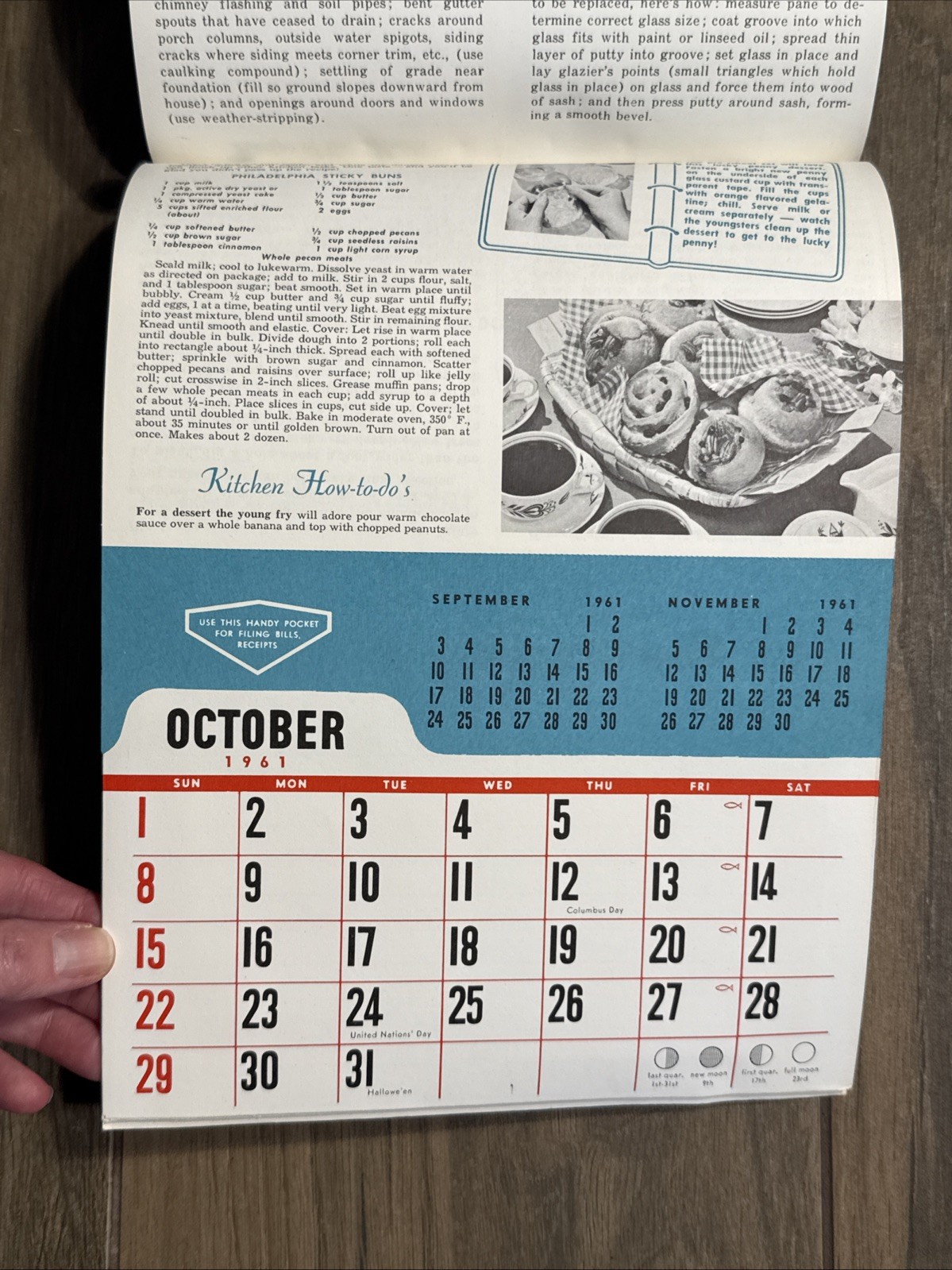 Complete Vintage 1961 Puppy Dog Wall Calendar TV Sales Advertising from Illinois