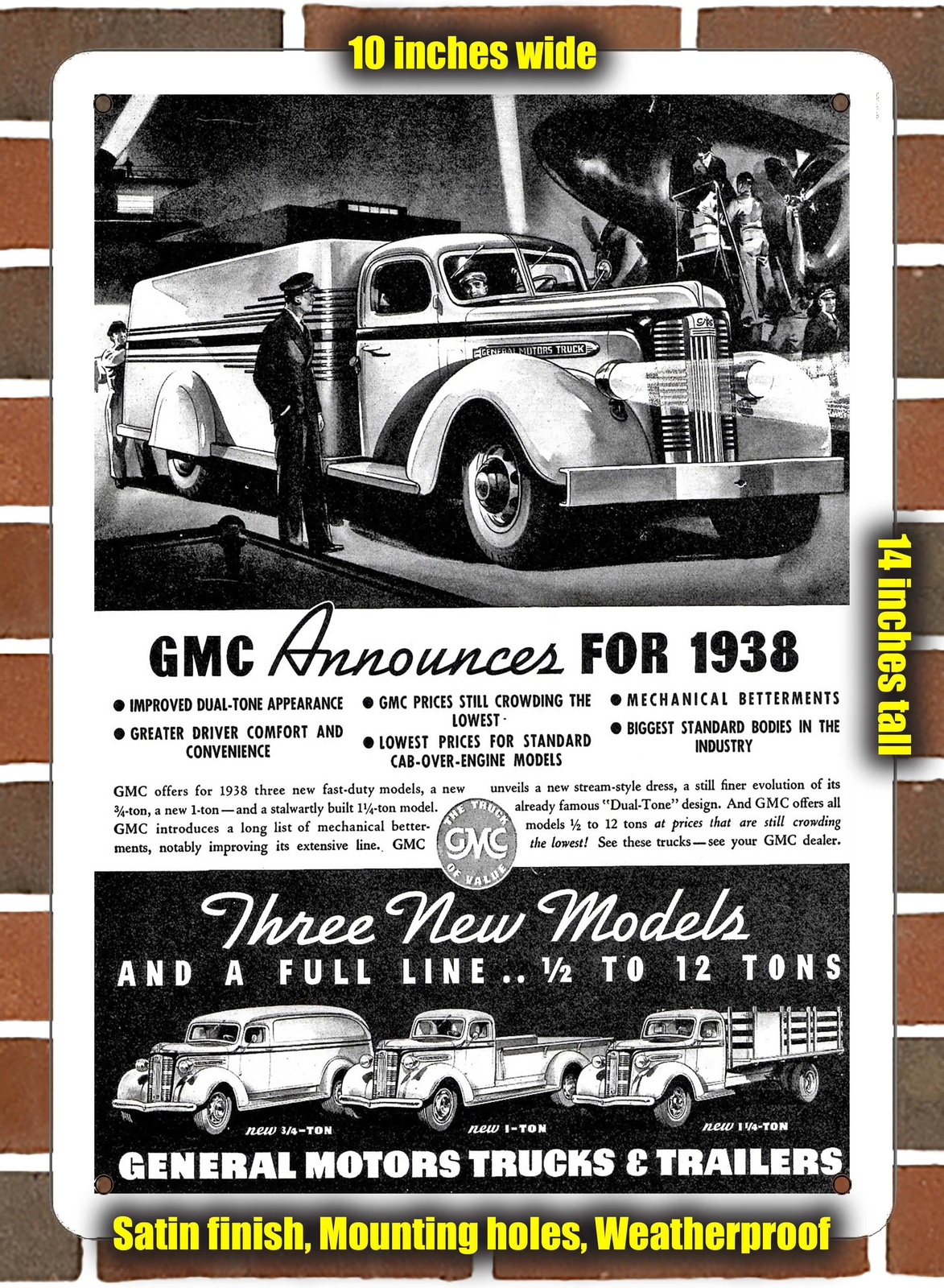 Metal Sign – 1938 GMC Trucks- 10×14 inches