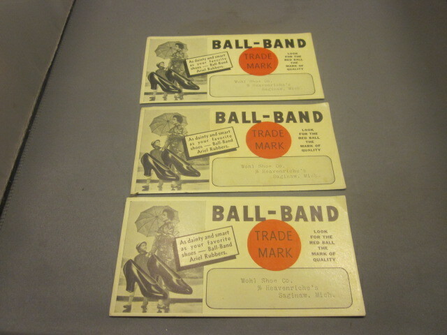 LOT OF 3 Ball Band Rubber Shoes RUBBER Art Deco Advertising Blotter SAGINAW MICH