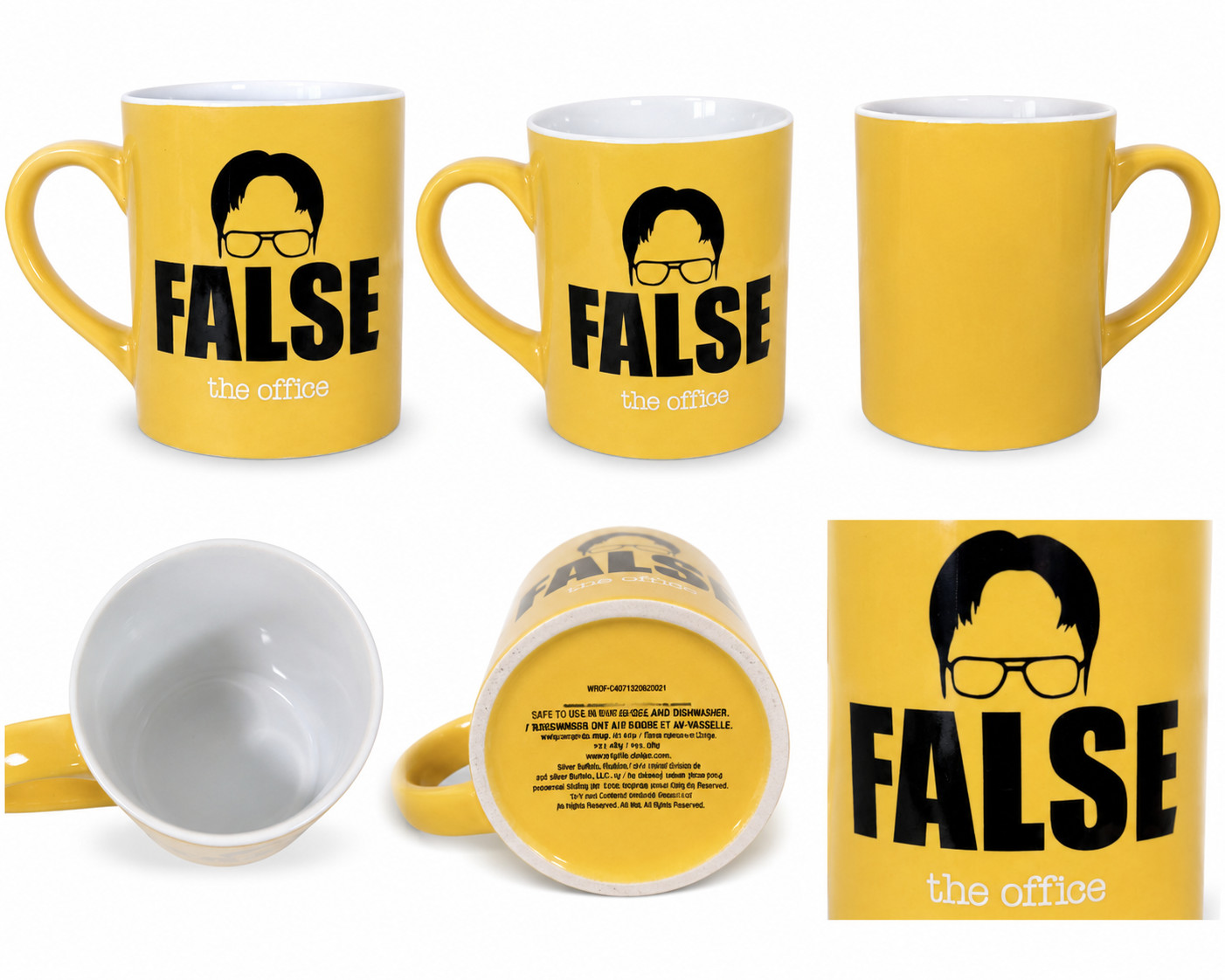 The Office Dwight Schrute FALSE Yellow Coffee Mug NBC Universal 2021 14 oz