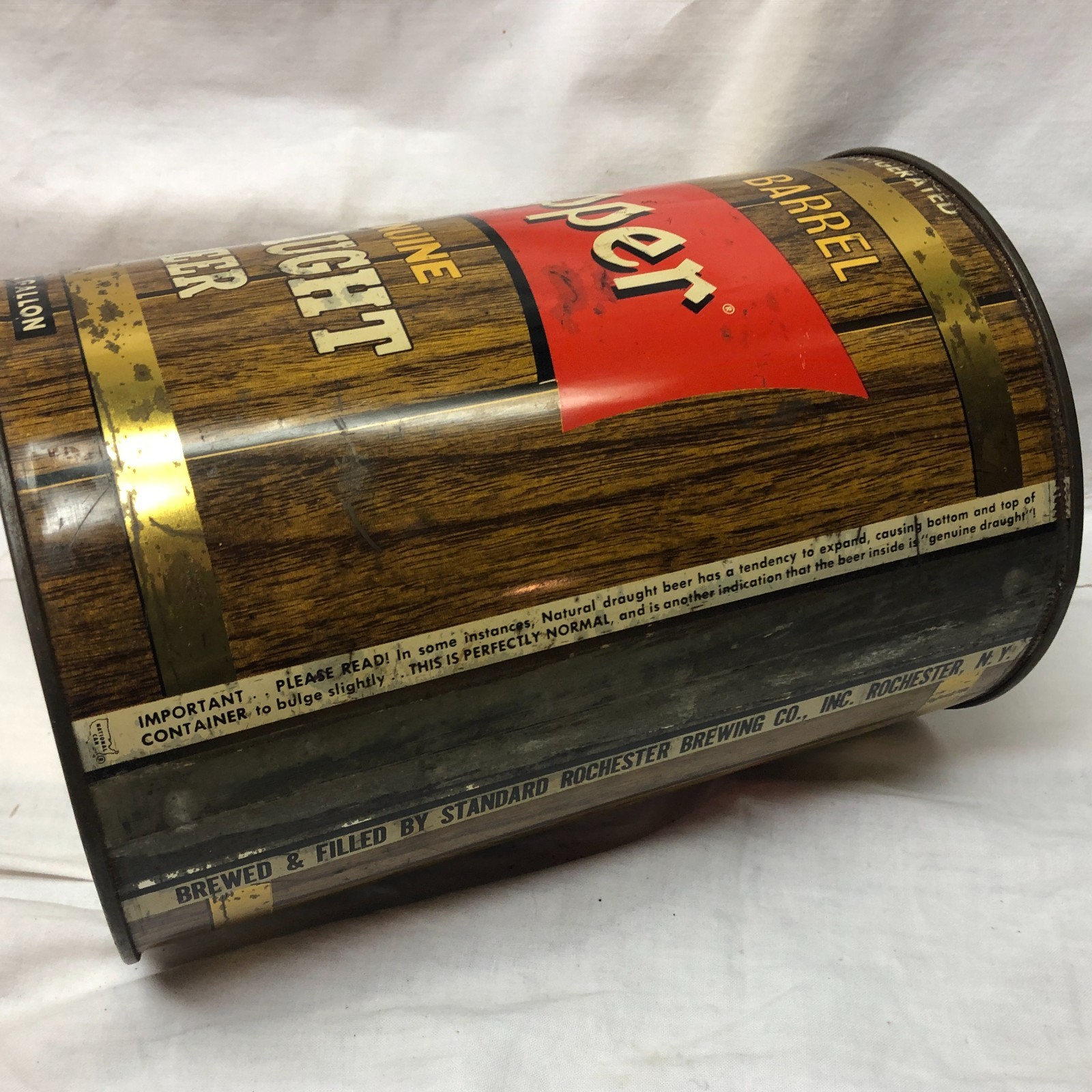 Vintage Topper Large Tin Party Barrel 8 3/4 Inches Tall Standard Rochester Brew