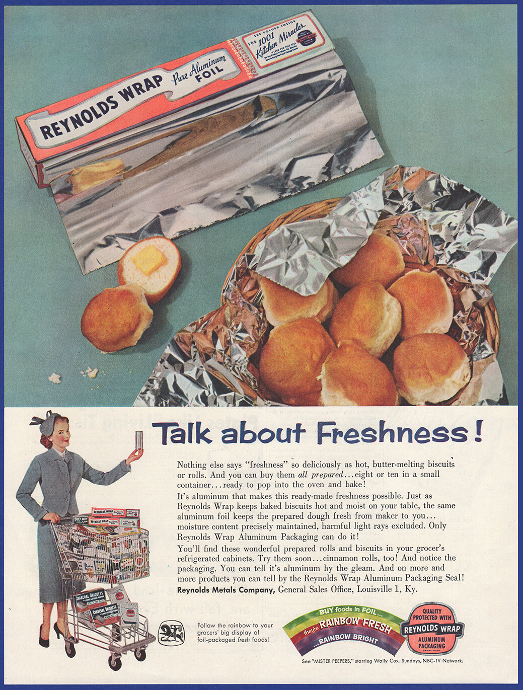 Vintage 1955 REYNOLDS Wrap Aluminum Foil Biscuits Ephemera 1950’s Print Ad