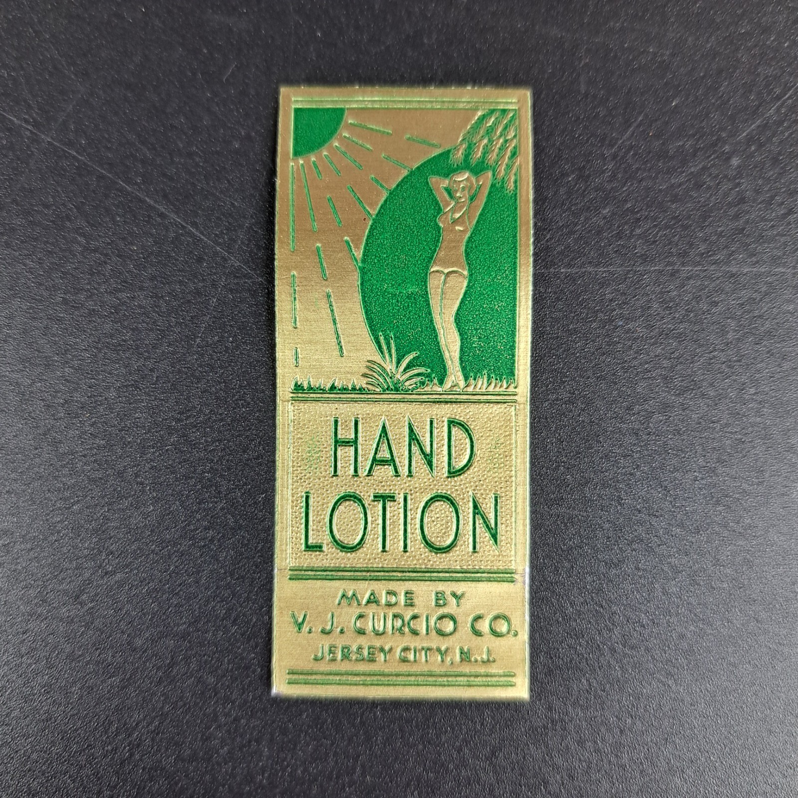 Original Vintage Label V.J. CURCIO CO. Hand Lotion Jersey City, NJ Foil Embossed