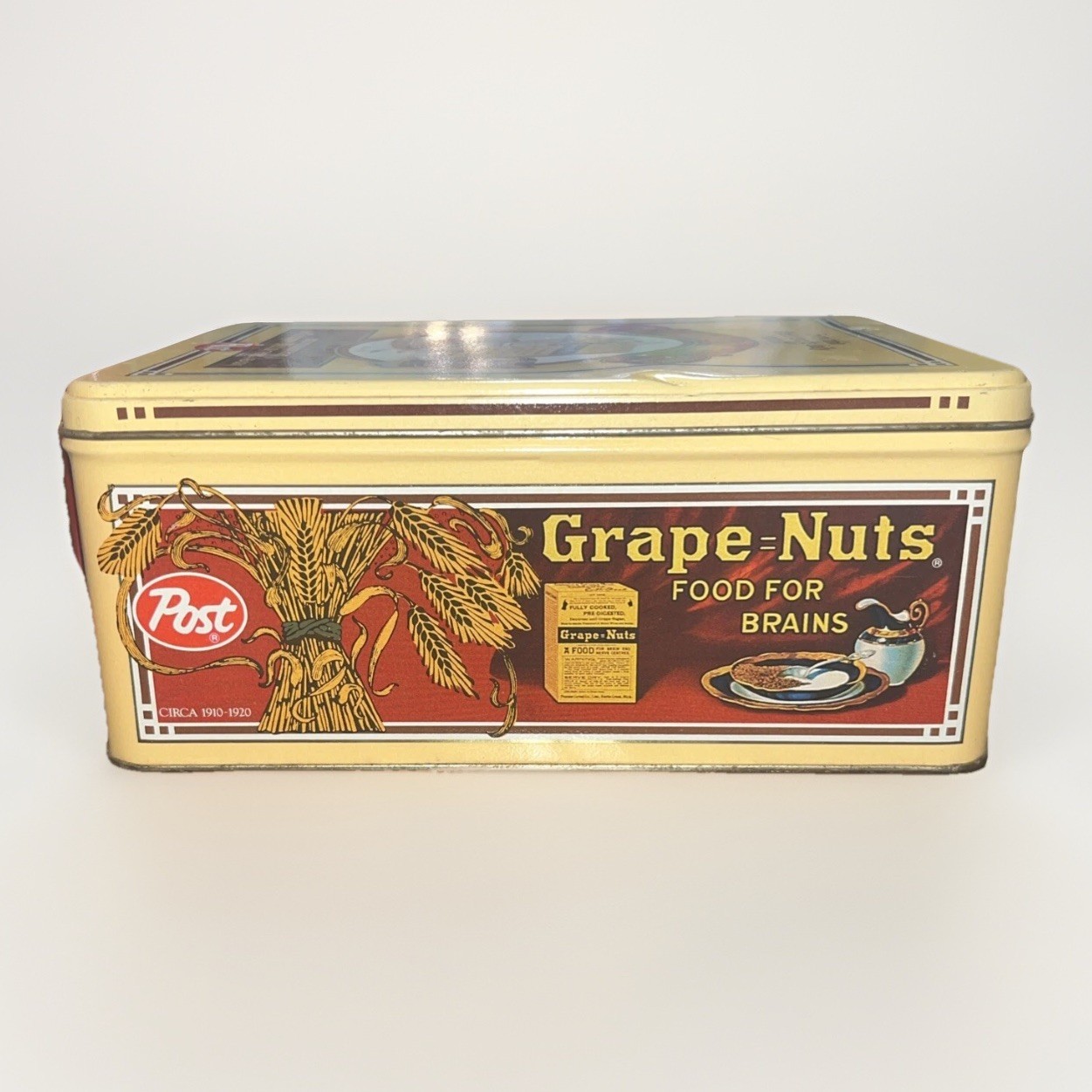 Vintage Post Grape Nuts 1910 to 1920 Advertising on 1980 Tin
