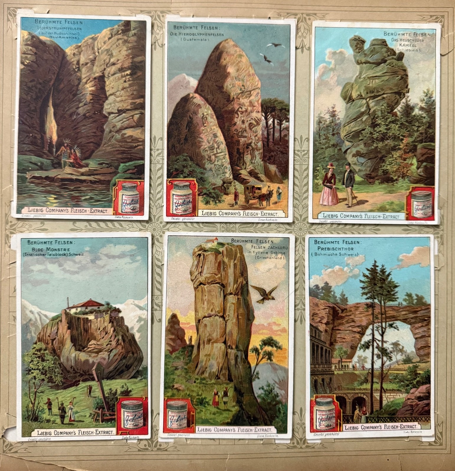 LIEBIG Fleisch-Extract TRADE CARDS Full Set Germany, Famous Rock Formation