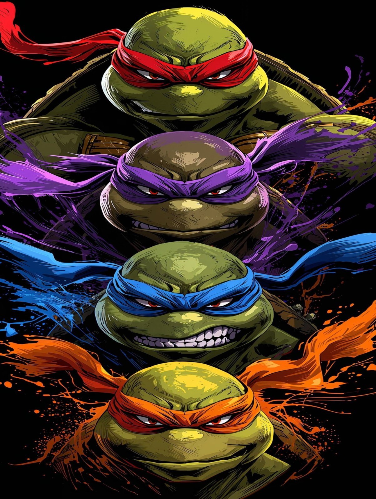 all 4 teen age mutant Ninja turtles wall art metal sign