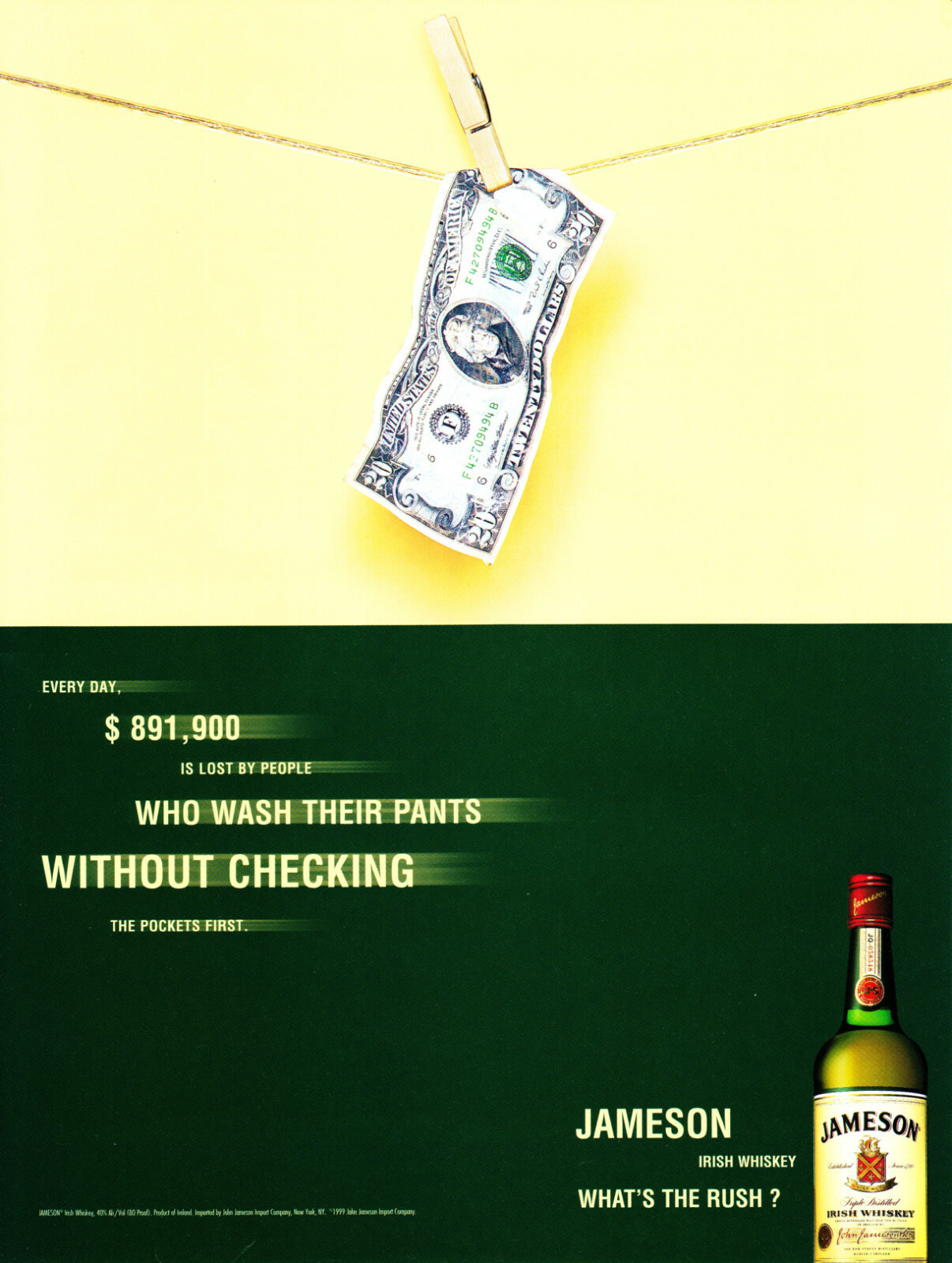 JAMESON IRISH WHISKY AD #1 RARE 1999 OUT OF PRINT