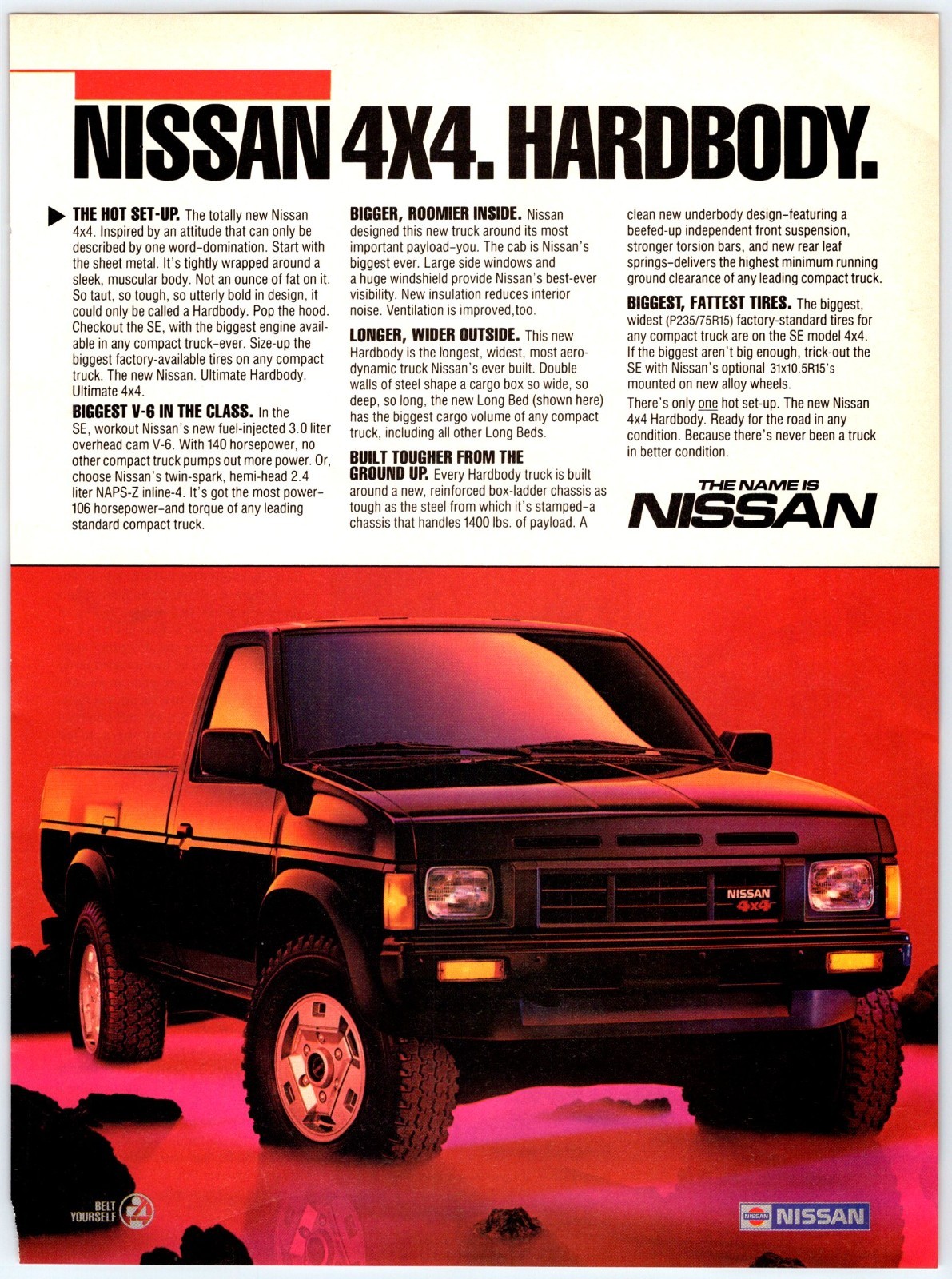 1986 NISSAN C4X4 HARDBODY PICKUP TRUCK Vintage 8″X11″ Magazine Ad 1980’s JUN-2
