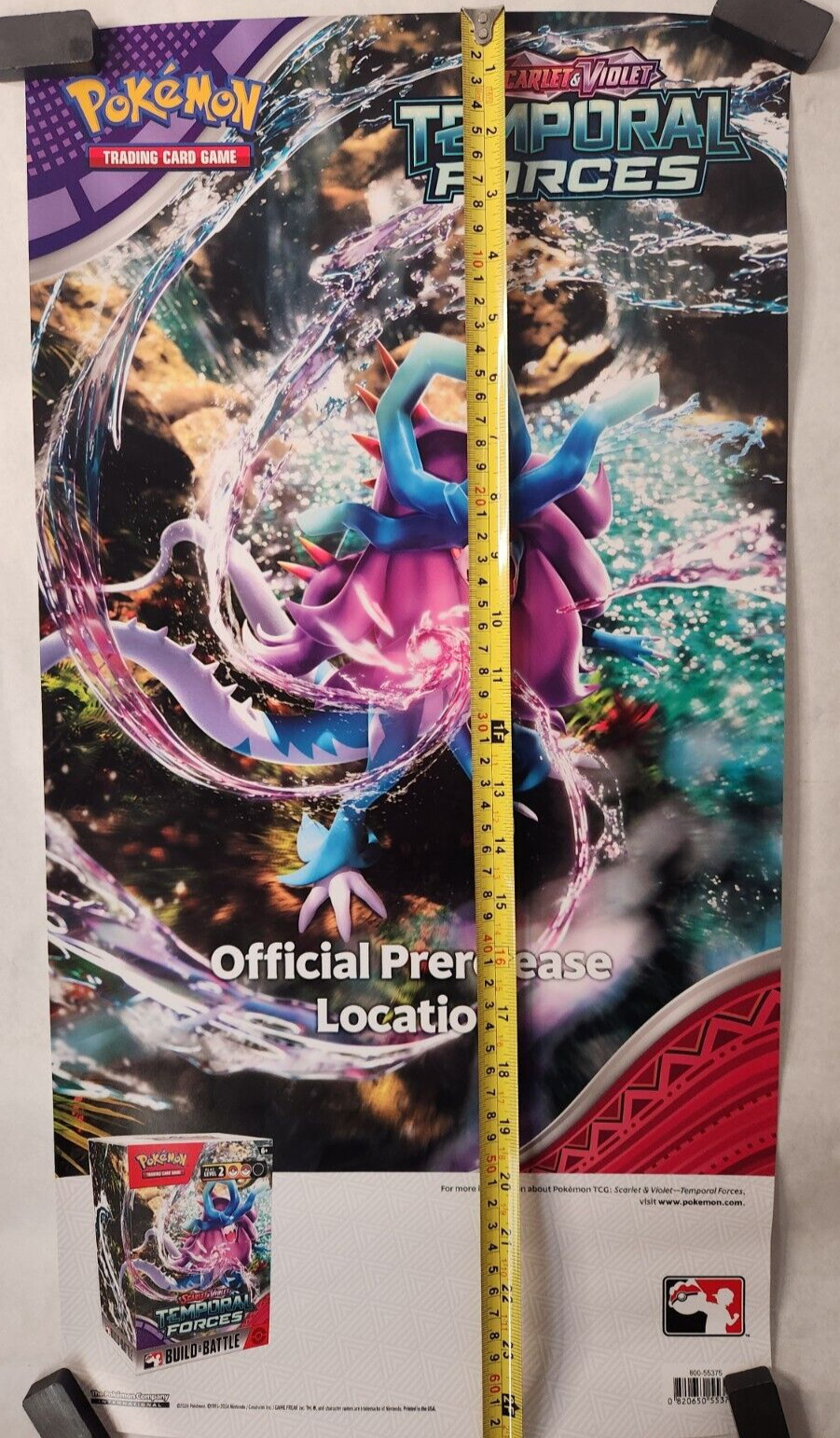2024 Pokemon Temporal Forces Store Display Poster 25″ X 13″ Prerelease 2024