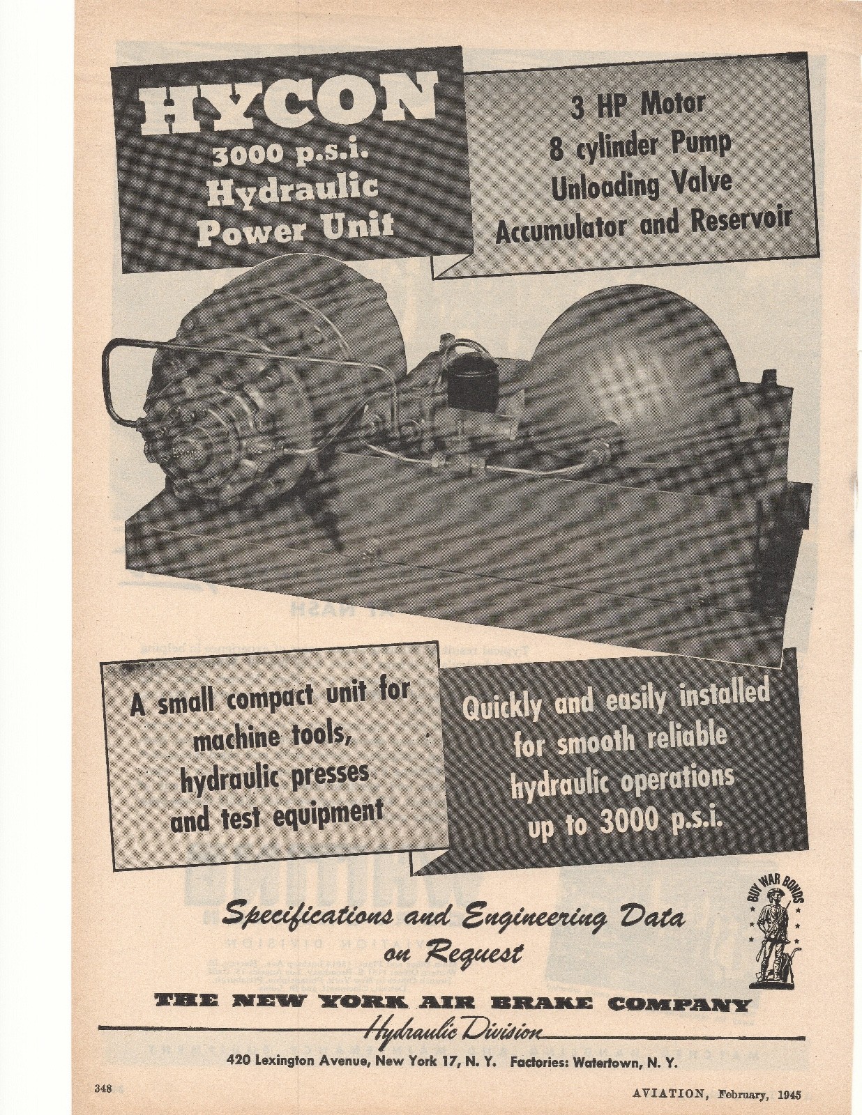 1945 New York Air Brake Company Advertisement Watertown, NY