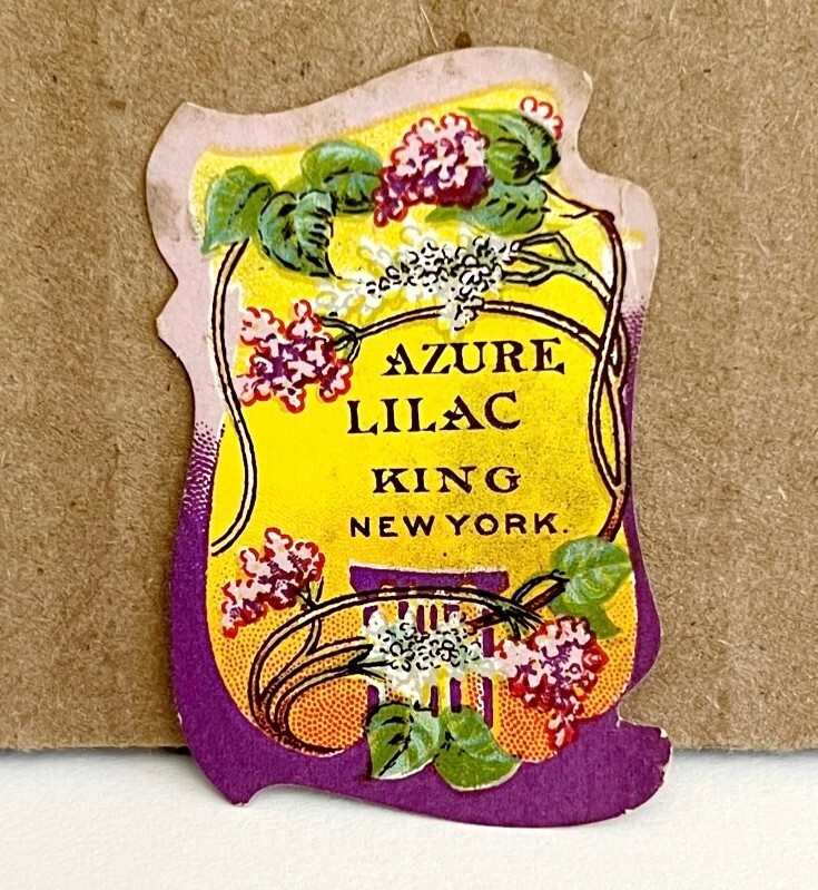 Beauty Product Azure Lilac King Co. Antique Label 1920-30s Mini 1.5 x 1
