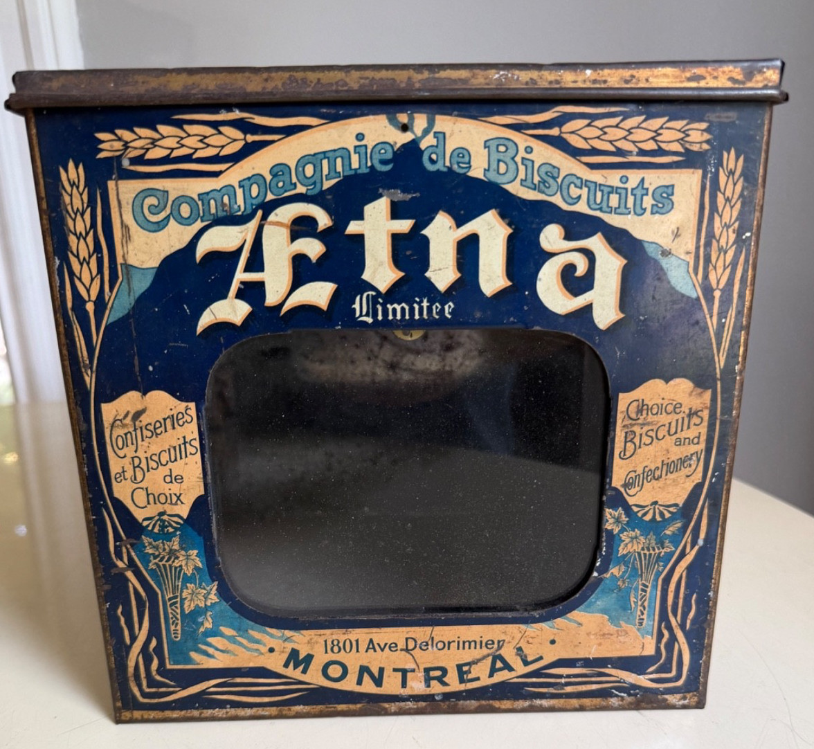 Antique Aetna Compagnie de Biscuits Store Display Counter Box Montreal Canada