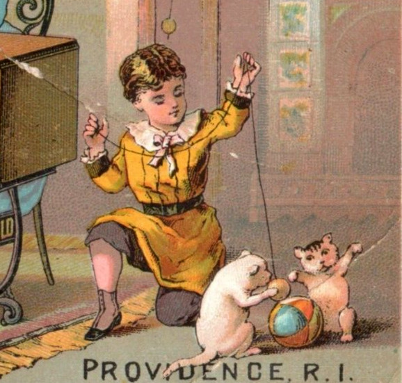 1870s-80s E.W. Dunbar Seller Household Sewing Machine Cats Kittens F118