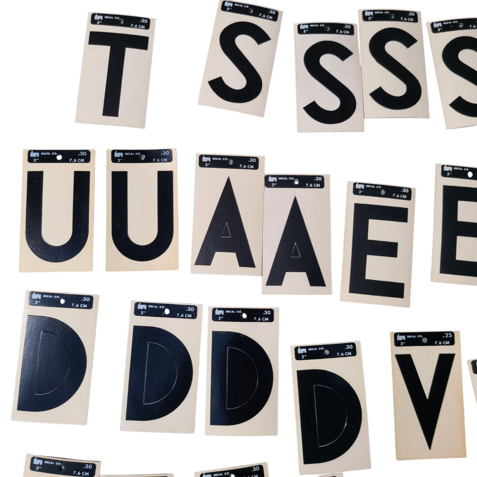 Vintage DURO Decal Letters Lot for Signs Mid-Century MCM 3″ Tall Stickers 1950s