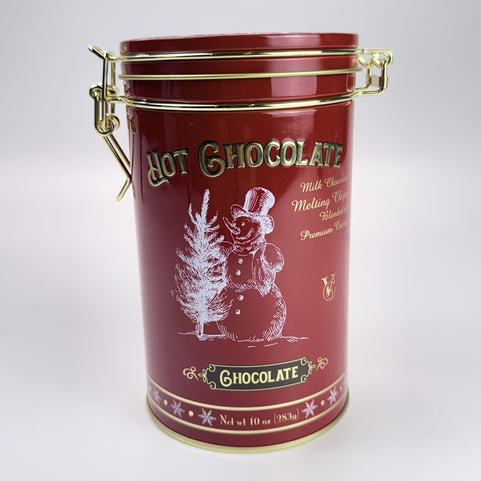 Hot Chocolate Cocoa Mix Collectible Tin with Winter Scene Snowman Christmas