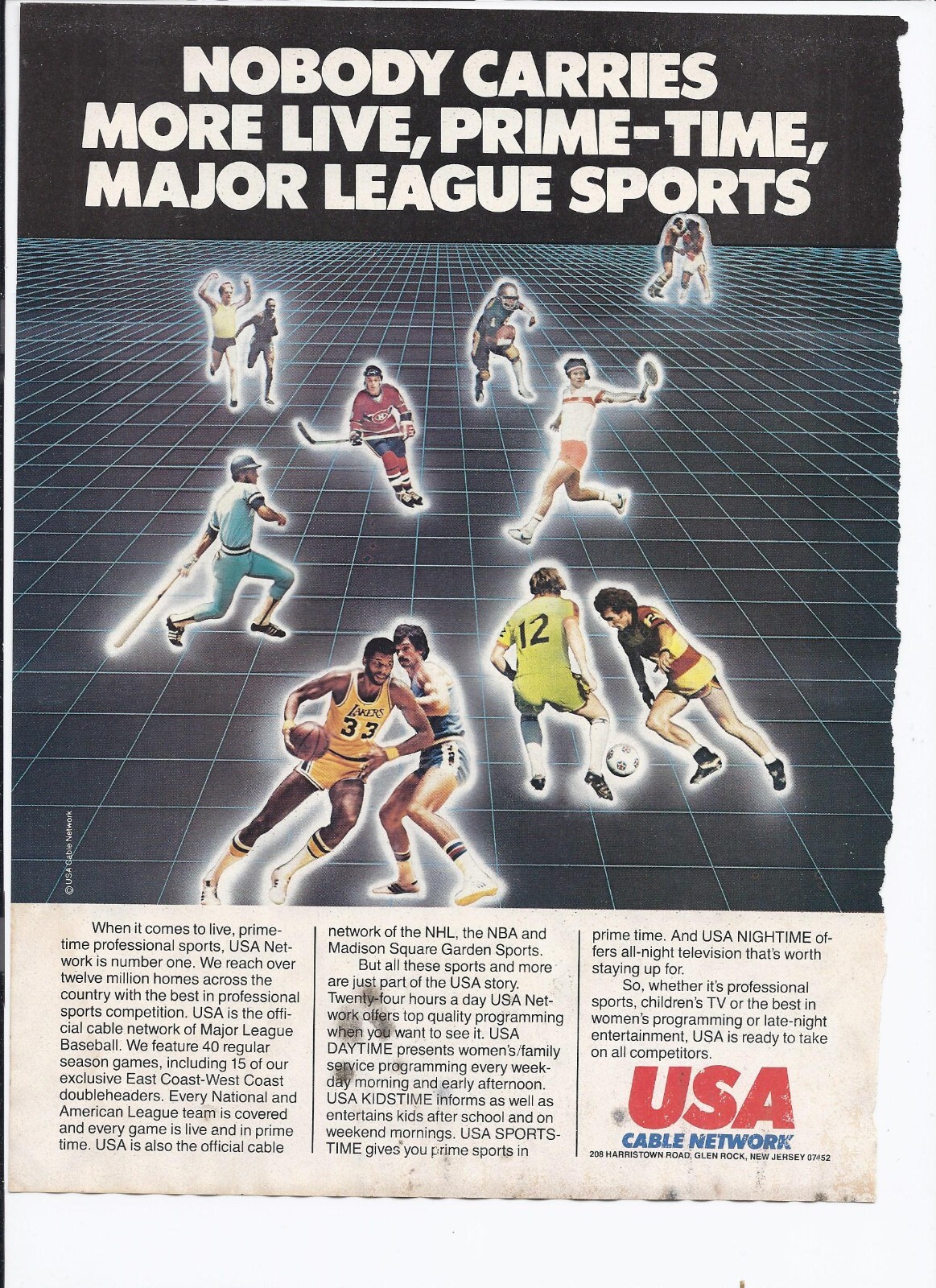 80’s USA Cable Network Print Ad Television Media 8.5″ x 11″