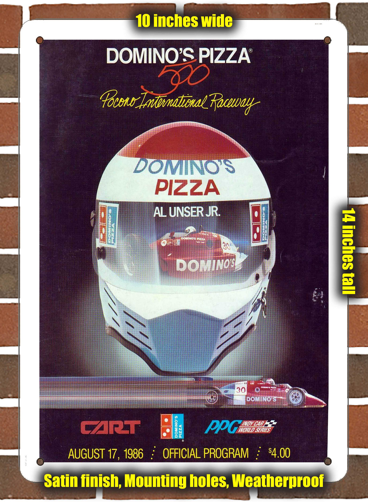 Metal Sign – 1986 Pocono Raceway Racing Program – 10×14 inches
