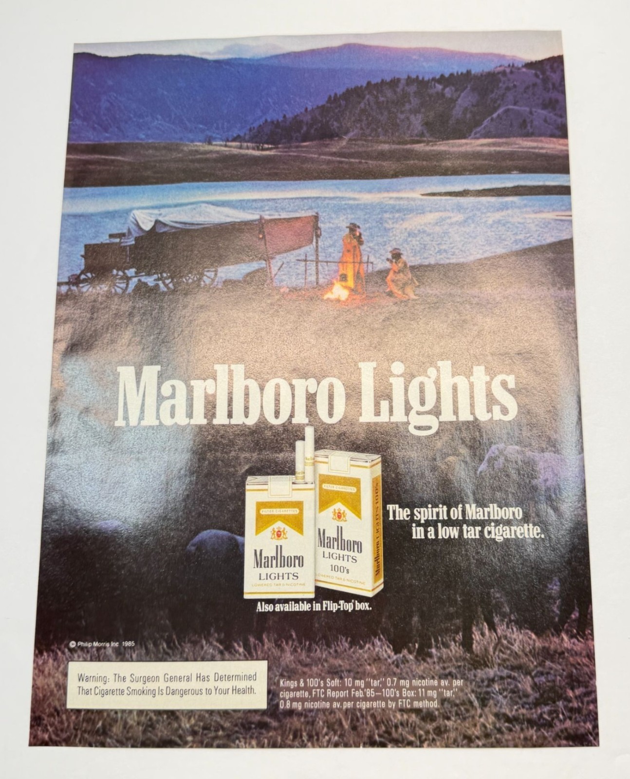 Marlboro Lights Cigarette Vintage Print Ad 1980s Lakefront Philip Morris Tobacco