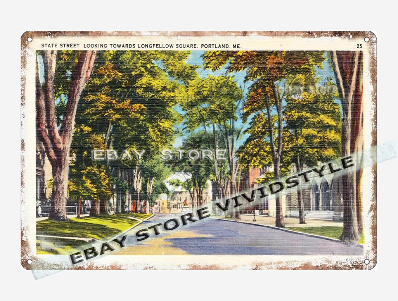 tin sign 1930s-40s State Street s Longfellow Square Portland Maine