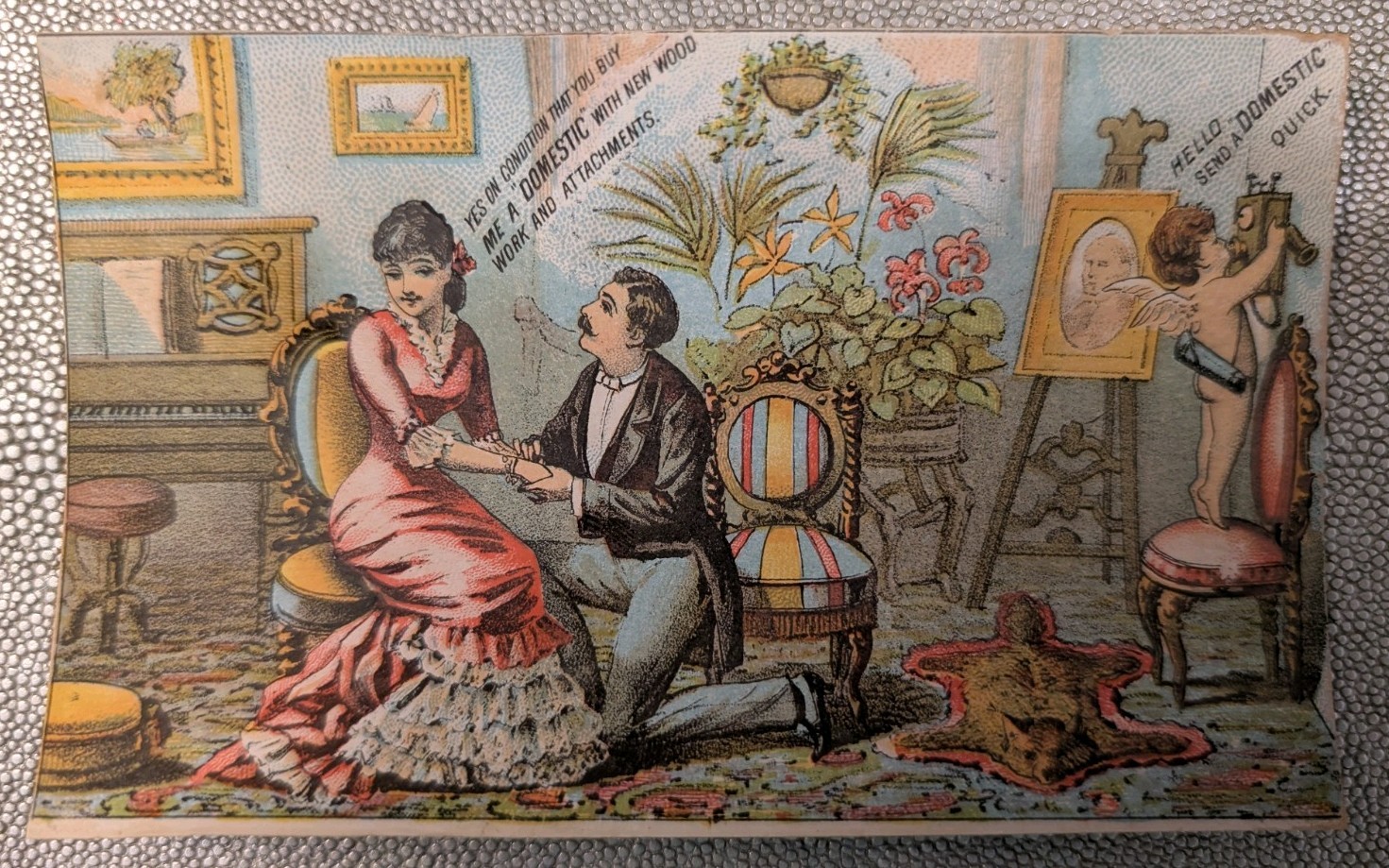 Victorian Trade Card – “Yes or No” Courtship Scene – c.1880s