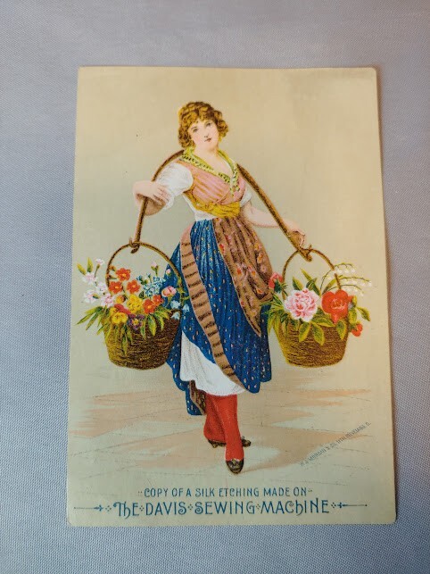 Victorian Trade Card The Davis Sewing Machine 1890s Morgan Wilbur Middletown NY