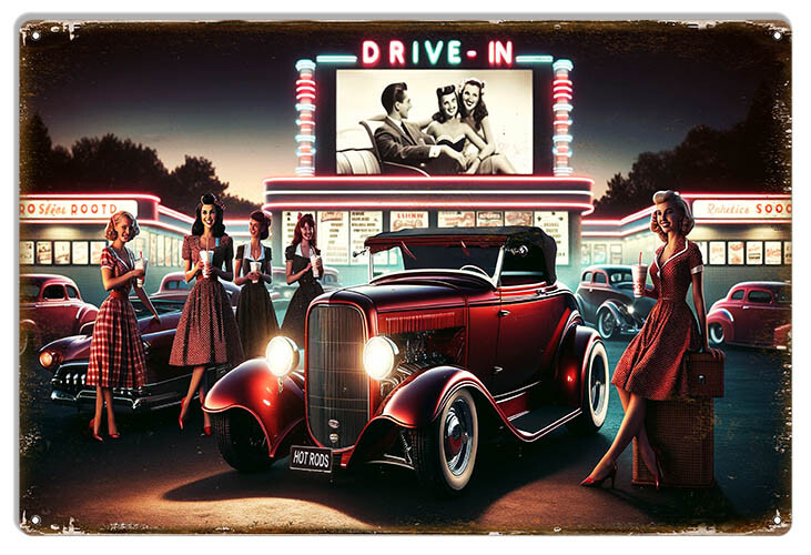 Drive In 12×18 Metal Sign