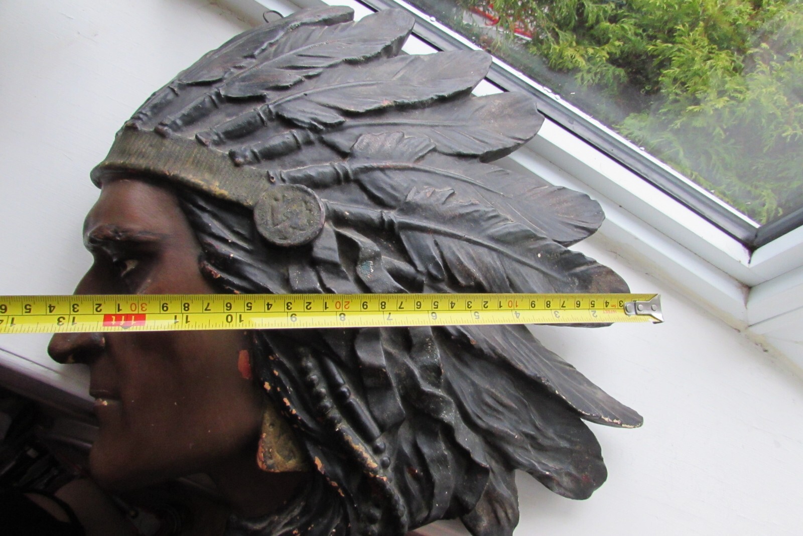 Antique Chalkware Plaster Cigar Store Native American Indian Chief Bust 1940-50