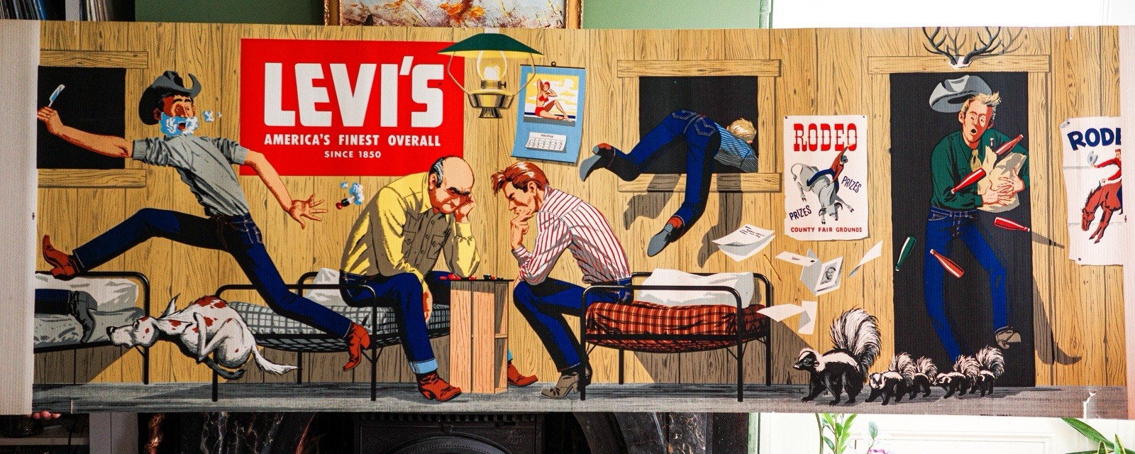 Levi Strauss. Velvetone Display Banner ￼ c. 1960s Screen printed Cardboard
