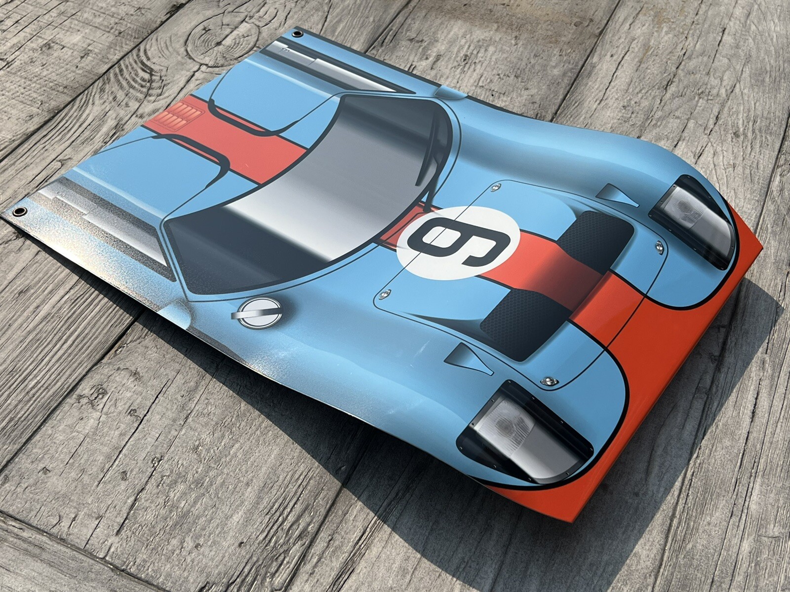 Wow!!! Gulf Ford Gt40 Lemans Racing Metal Sign 18 Inch Curved Sign
