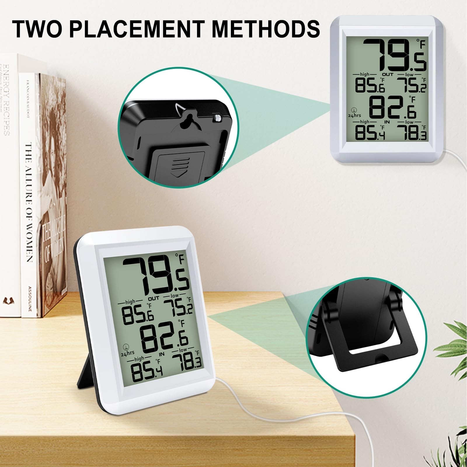 High Accuracy Digital Thermometer, Indoor/Outdoor, Waterproof, Large Display
