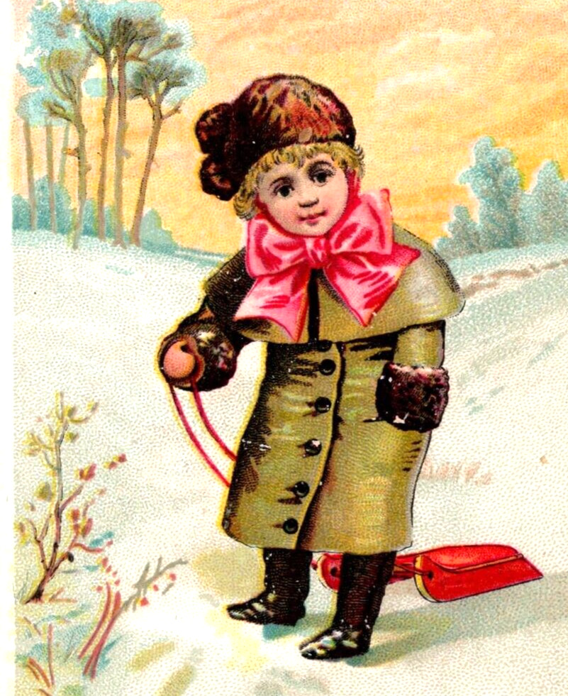 Dennis Hawley Hat & Fur House WATERBURY CT HOLIDAY GOODS Victorian Trade Card