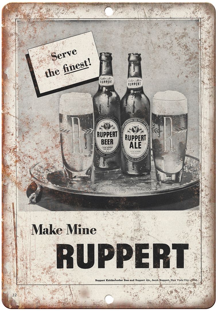 Ruppert Knickerbocker Beer Vintage Ad Reproduction Metal Sign E367