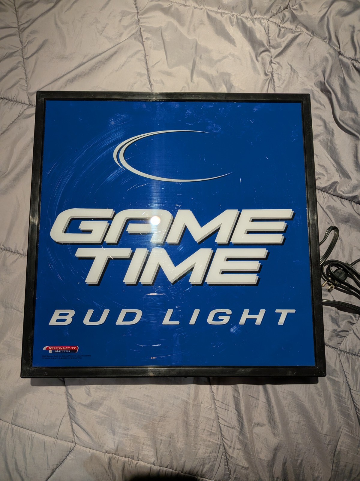 2000s Blue Bud Lite Game Time Illuminated Bar Sign Made In USA