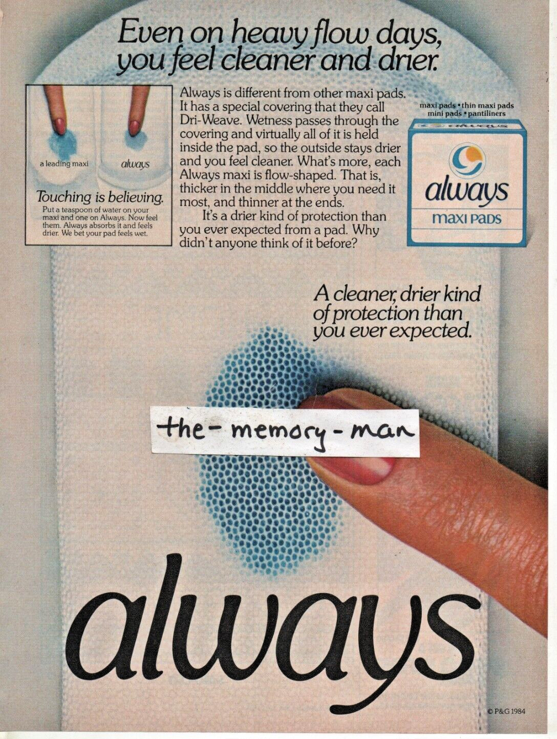 Always Maxi Pads 1984 Picture Print Ad Clipping Page Ekco Kitchen Tools print ad