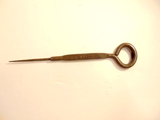 antique Crystal Pure Ice Co. / Chas. W. Keller large steel ice pick