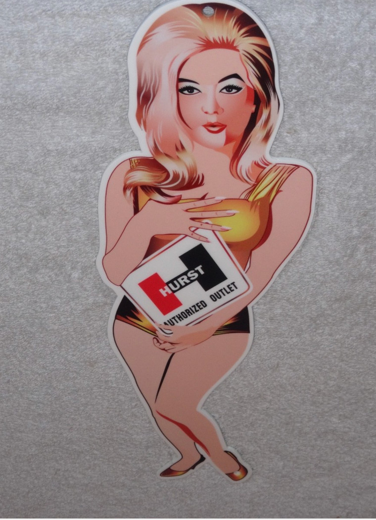 VINTAGE HURST AUTHORIZED PARTS OUTLET LINDA VAUGHN 14″ METAL GASOLINE OIL SIGN