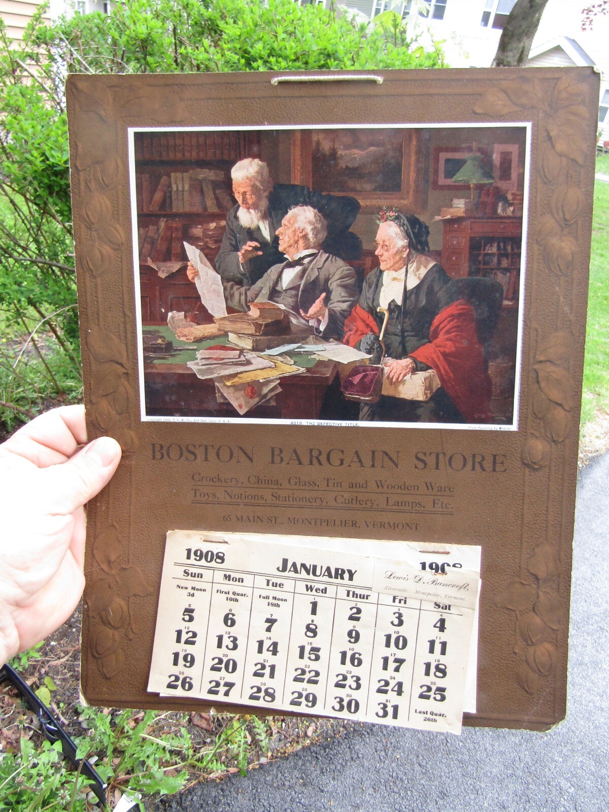 Antique 1908 Boston Bargain Store Boston Mass Advertising Calendar