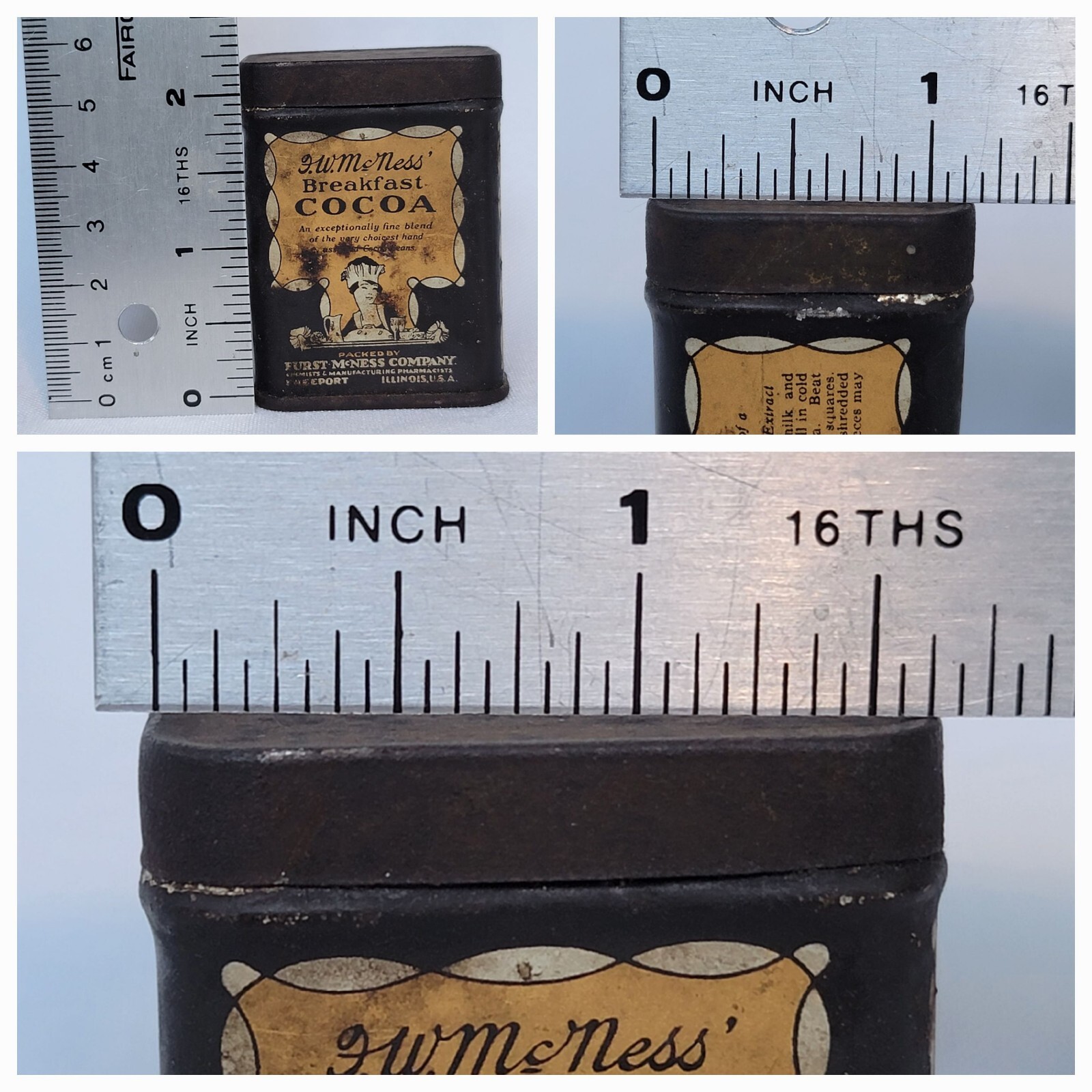 Vintage McNess Breakfast Cocoa Sample Tin Antique Advertising