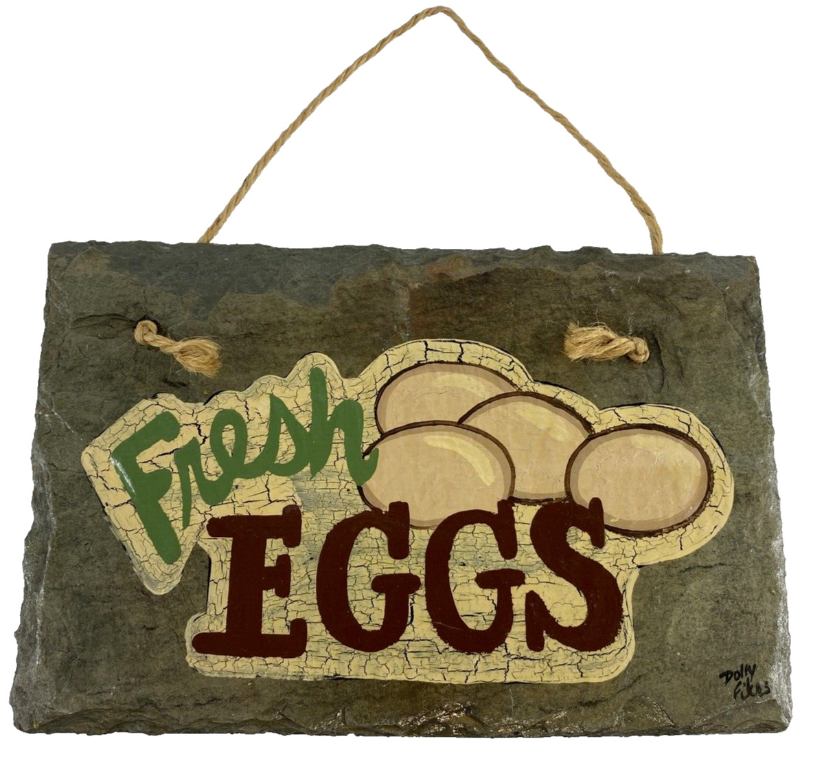 Vtg Fresh Eggs Sign Original Roofing 1800s Farmhouse Slate Signed Painting