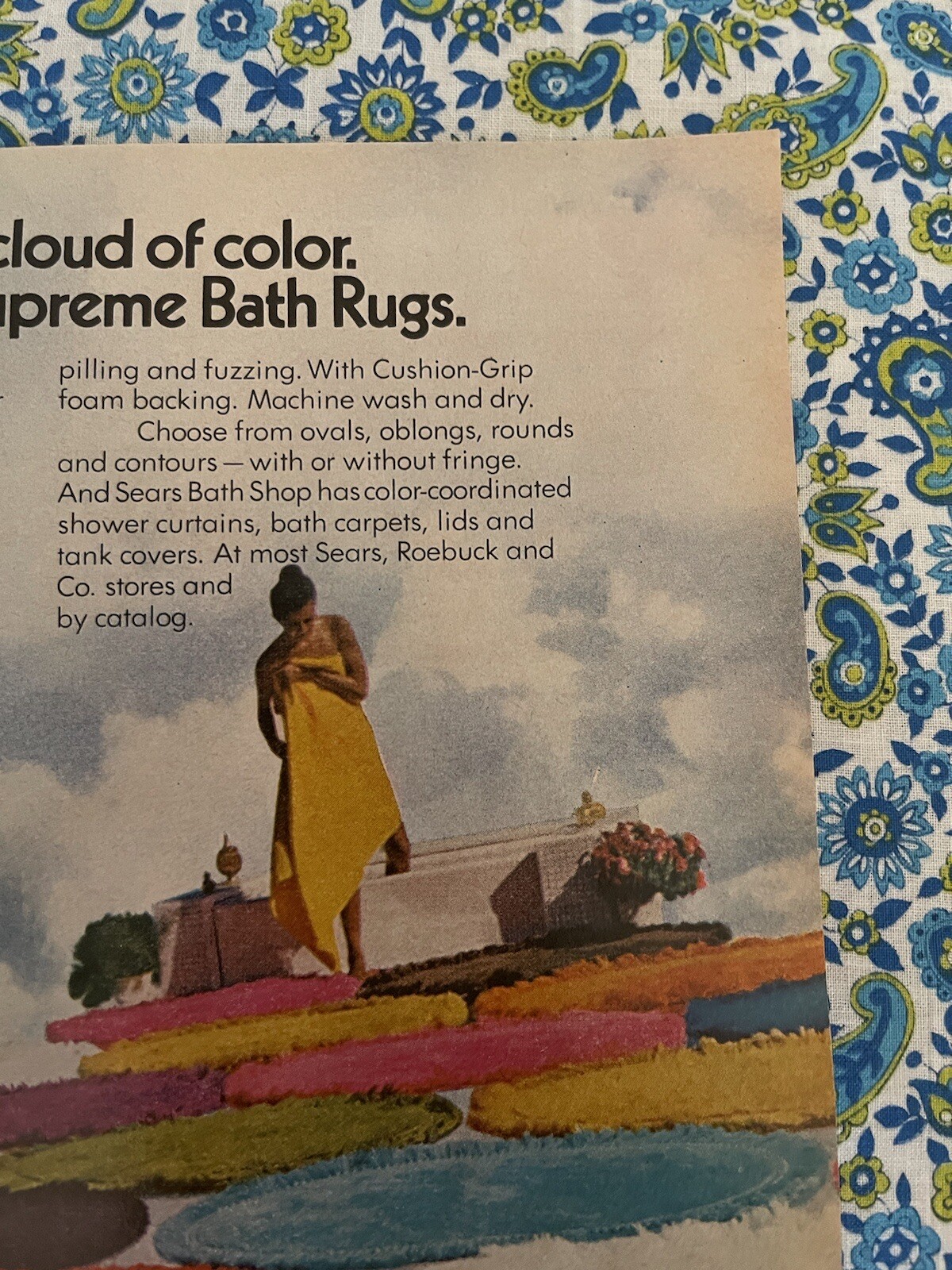 Vintage 1973 Sears Cloud Supreme Bath Rugs Print Ad