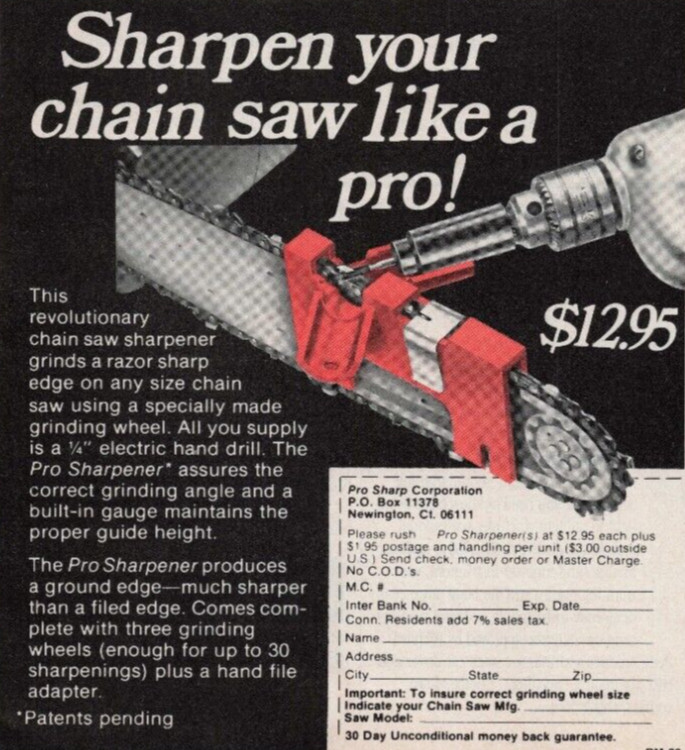 1979 Vintage Print Ad Sharpen Your Chain Saw Like a Pro Sharpener Sharp