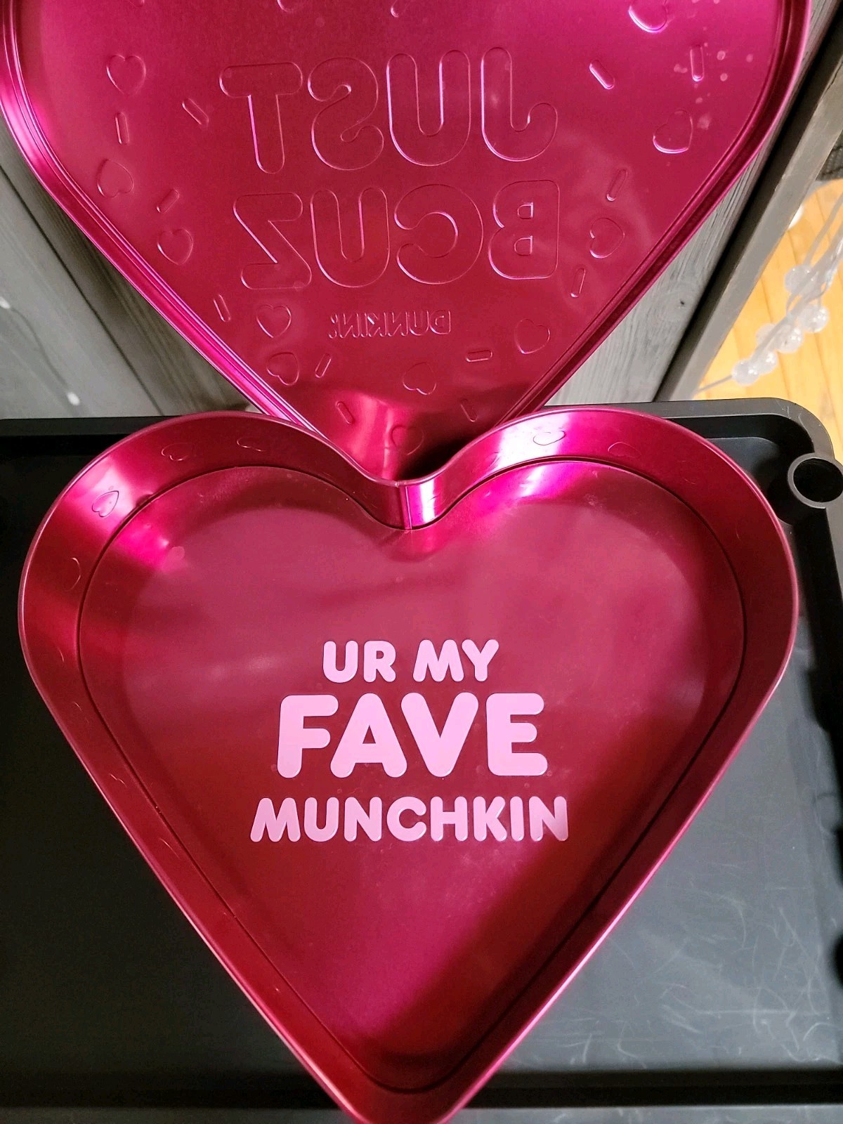 Dunkin Donuts Just Bcuz Limited Edition Heart Shaped Tin with Lid