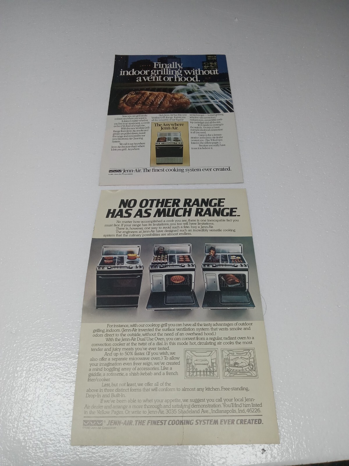 2 Jenn-Air Grill Oven Print Advertisements 1980s FLIPSIDE Blue Diamond Almonds