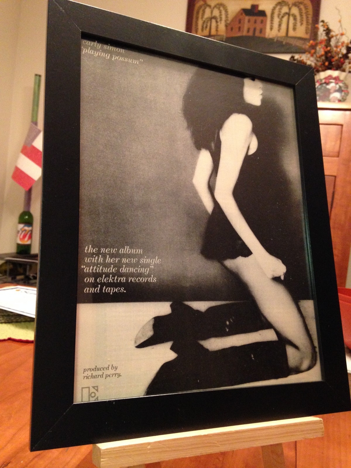 FRAMED CARLY SIMON “PLAYING POSSUM” / “ATTITUDE DANCING” LP ALBUM CD 45 PROMO AD