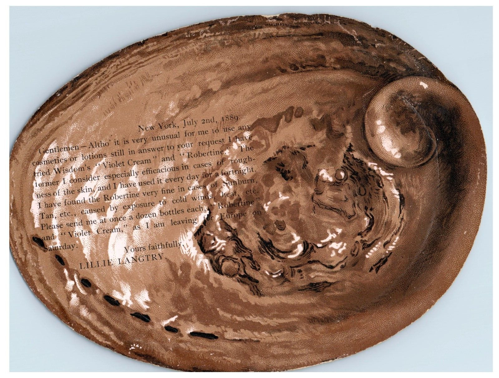 1889 Die-Cut Abalone Shell Wisdom’s Robertine & Violet Cream For The Skin #6Z