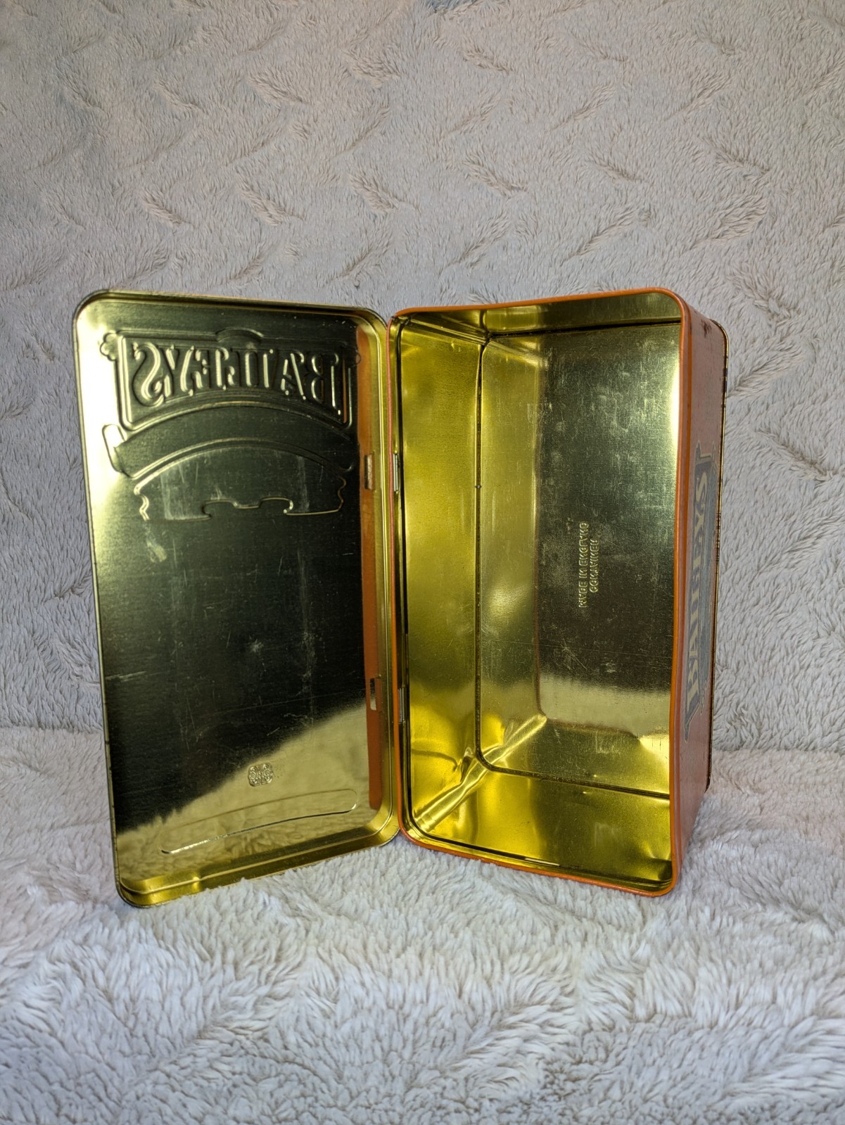 Vtg Baileys Irish Cream Orange Metal Advertising Tin Box Container Collectible