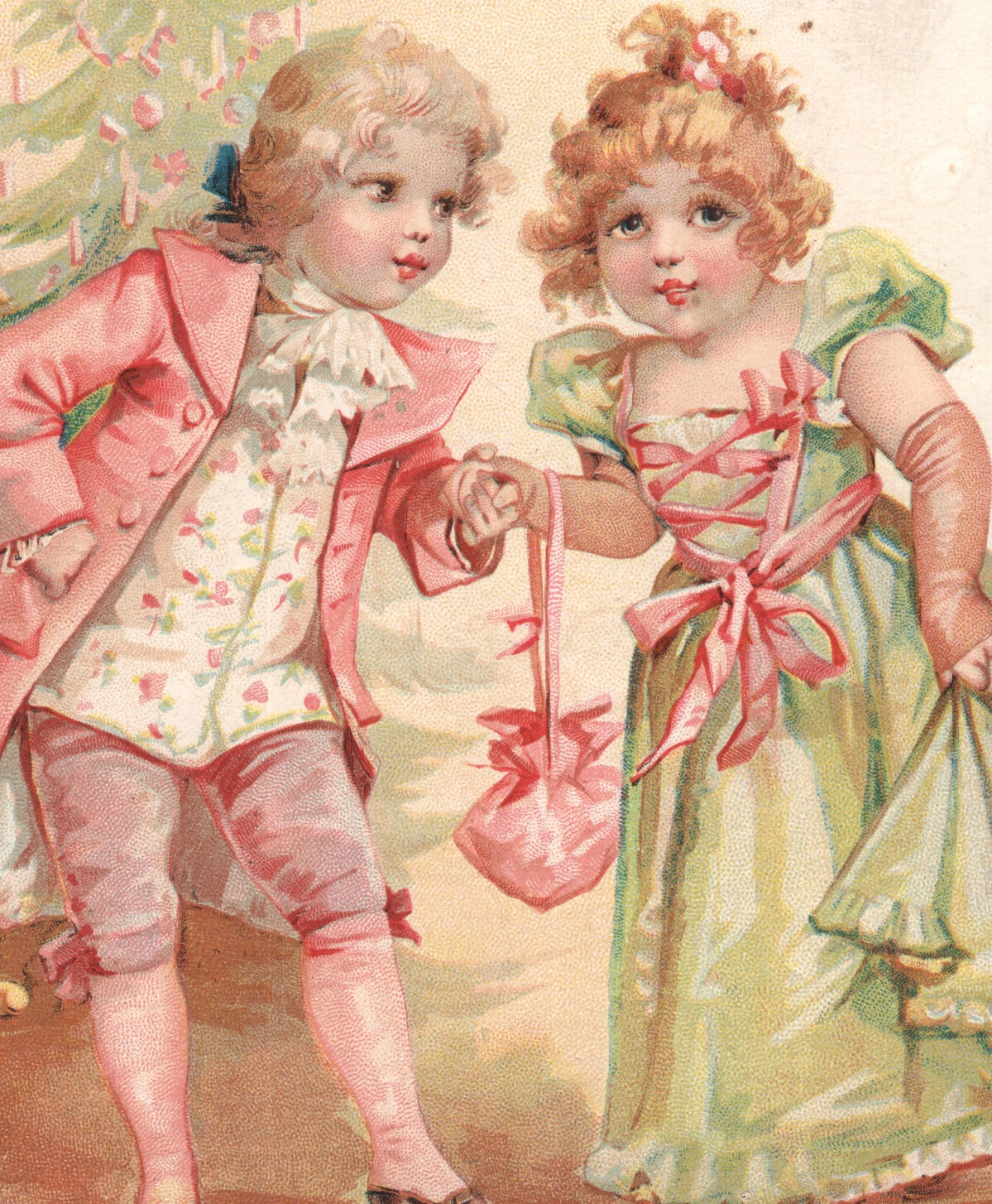 LION COFFEE~WOOLSON SPICE LG TRADE CARD, COLONIAL CHILDREN, LG CAN ON BACK T48