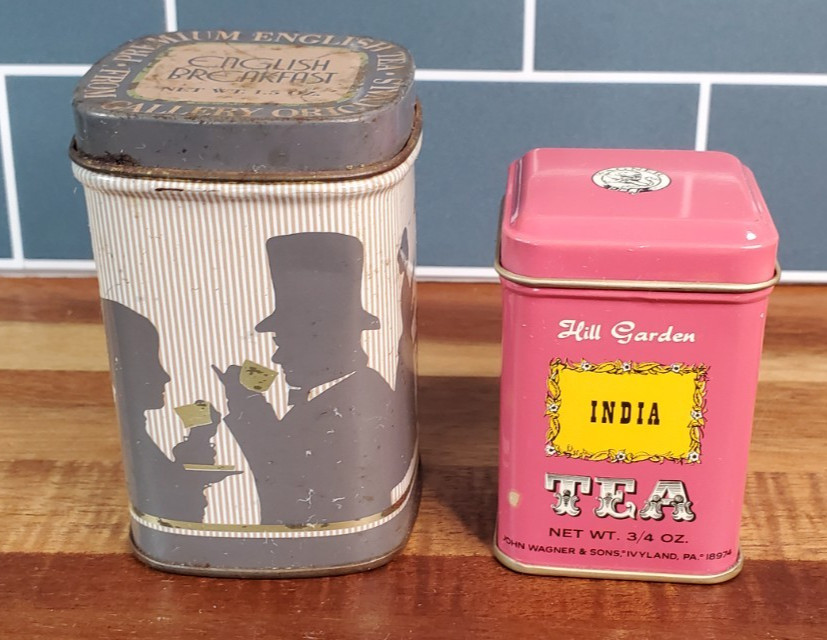 Vintage Tea Tins/Wagner & Sons/Earl Grey English Breakfast/Empty Set of 2
