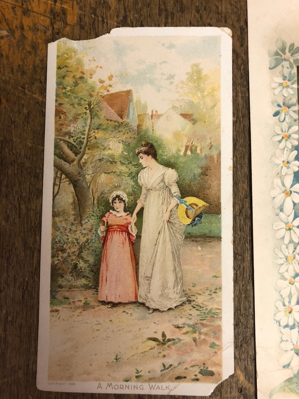 5 Advertising Trade Xmas Cards: Madonna, 2 Woolson Spice; “Newsboy” Plug Tobacco