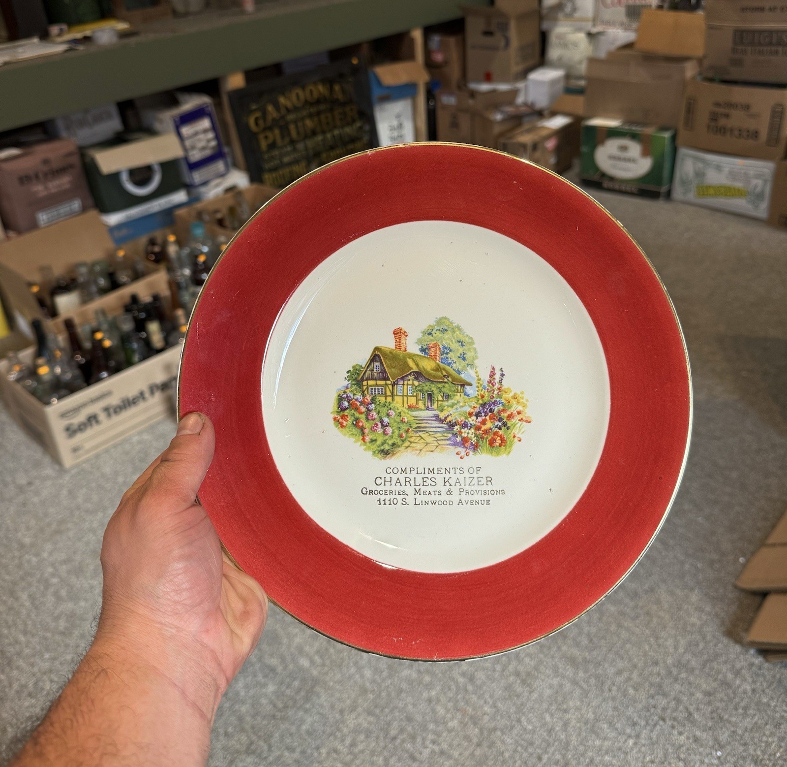 Charles Kaizer Groceries Meats Provisions S Linwood Ave Adv Plate Baltimore MD